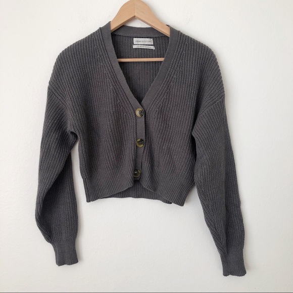 Urban Outfitters Sweaters - URBAN OUTFITTERS UO Kai Cropped Cardigan Gray Knit